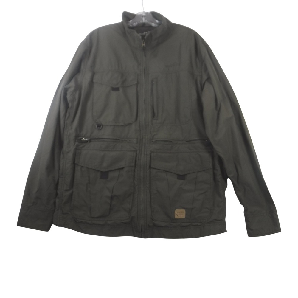 Eddie Bauer Mens XL Olive Green Ripstop Field Jacket Utility Multi-Pocket Hiking